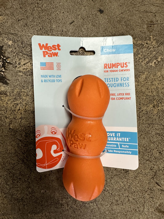 West Paw Rumpus Dog Toy, Orange, Small