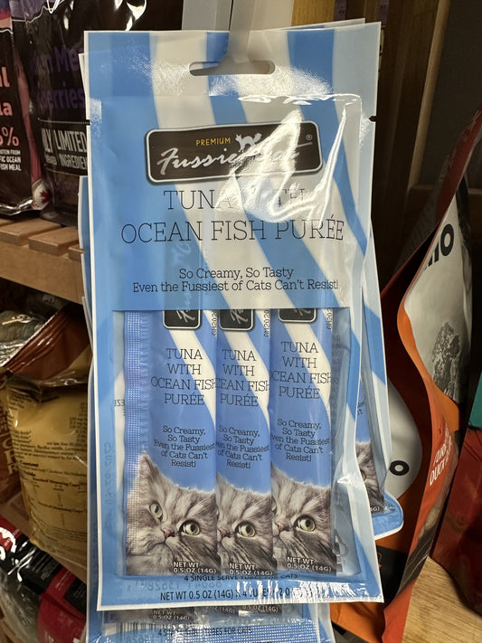 Fussie Cat Treat Puree, Tuna/Ocean Fish, 4 pack
