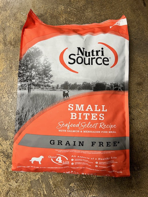NutriSource Small Breed Dog food, Grain Free Seafood Select, 15lb