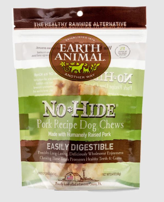 Earth Animal No Hide Pork ; Dog Treat ; 4 in Chew ; 2 pack