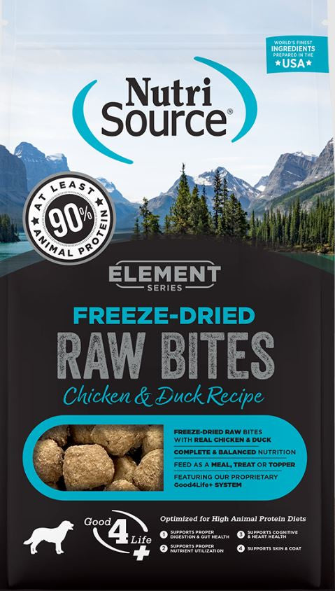 Nutri Source Element Freeze Dried Raw Bites Chicken and Duck ; Dog Treat ; 10 oz bag